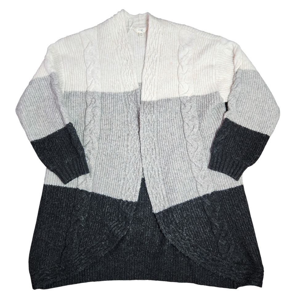 Cabincore Cable knit Colorblock duster cardigan womens Plus Size 2X Wool Blend‎